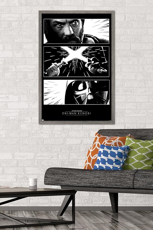 Trends International Star Wars: Obi-Wan Kenobi - Panels Wall Poster, 22.375" x 34", Barnwood Framed Version