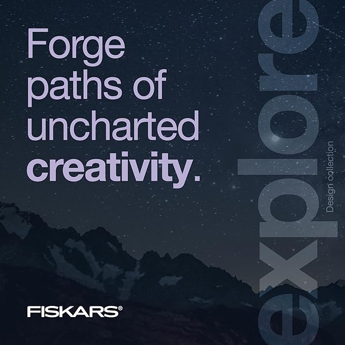Fiskars Explore Scissors, Design Collection, Glitter Digital Cloud, 8 Inches