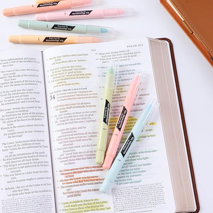 Bible Highlighters and Pens No Bleed Through, 16 Pack Assorted Colors Pastel&Earthy Gel Highlighters, Bible Markers Study Kit Journaling School Supplies with Wax texture（Soft Colors）