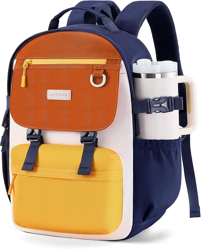 LOVEVOOK School Backpack for Girls with Large Tumbler Holder Pockets, Student Cute Bookbag 17.3 inch Laptop Daypack for Middle School Teen, Waterproof College Travel Bag for Women