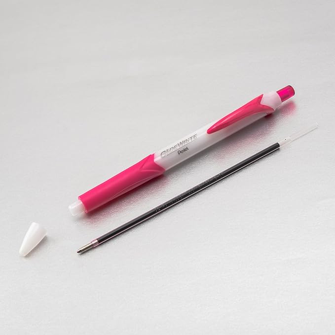 Pentel GlideWrite Ballpoint Pen with TechniFlo Ink, (1.0mm) Medium Line, Pink, Box of 12 (BX910-P)