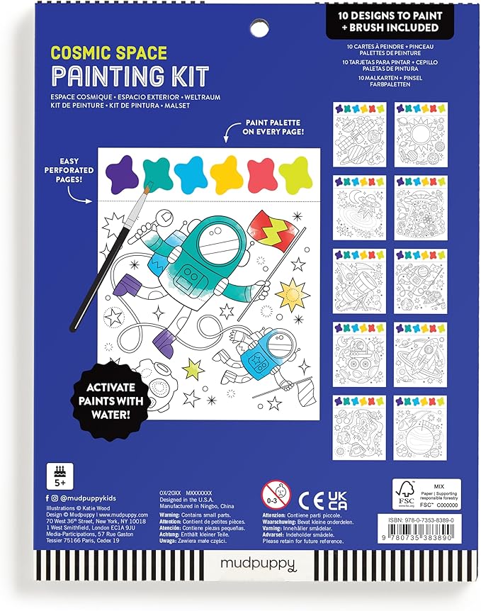 Mudpuppy Cosmic Space – Painting Kit with Illustrations of Fun Outer Space Designs for Children Ages 5 and Up