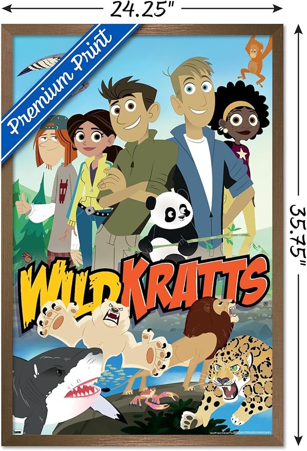 Wild Kratts - Group Wall Poster, 34L" x 22.4W", Bronze Framed Version