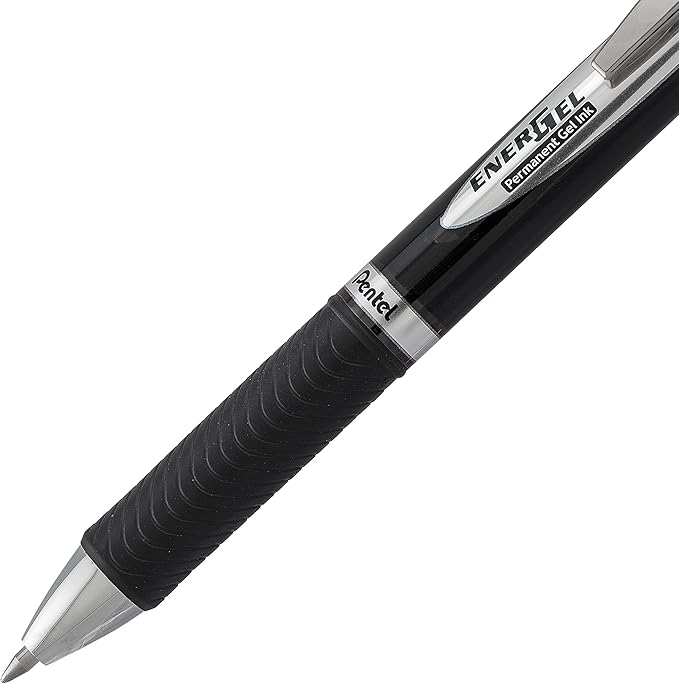 Pentel EnerGel PRO Permanent Gel Pen, (0.7mm), Medium Line, Archival and Water-Proof, Black Ink, Pack of 2 (BLP77BP2A)