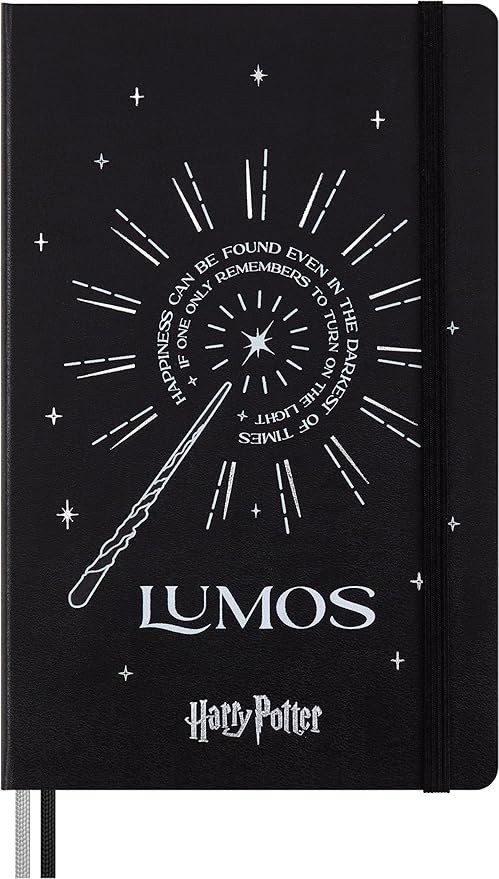 Moleskine Wizarding World Harry Potter Limited Edition Spells Collection, Lumos Notebook with glow in the dark special-effect, Hard Cover, Ruled, Large (5" x 8.25"), Black, 176 pages