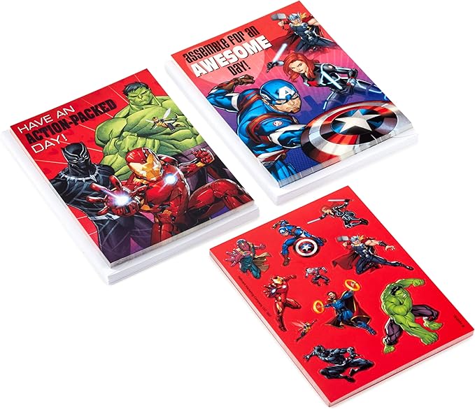 Hallmark Avengers Valentines Day Cards and Stickers for Kids School (24 Classroom Valentines with Envelopes)