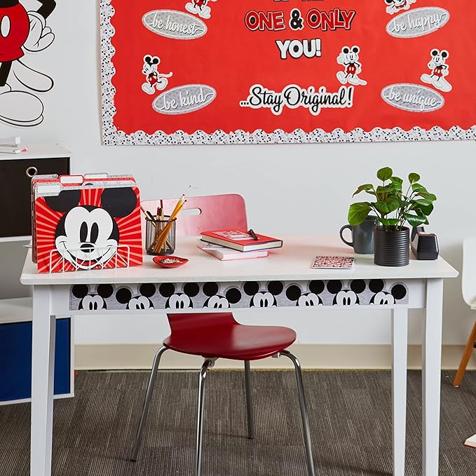 Eureka Disney Retro Mickey Mouse Extra Wide Decorative Classroom and Bulletin Board Trim for Teachers, 3.25" Wide, 12 Strips for 37 Total Feet