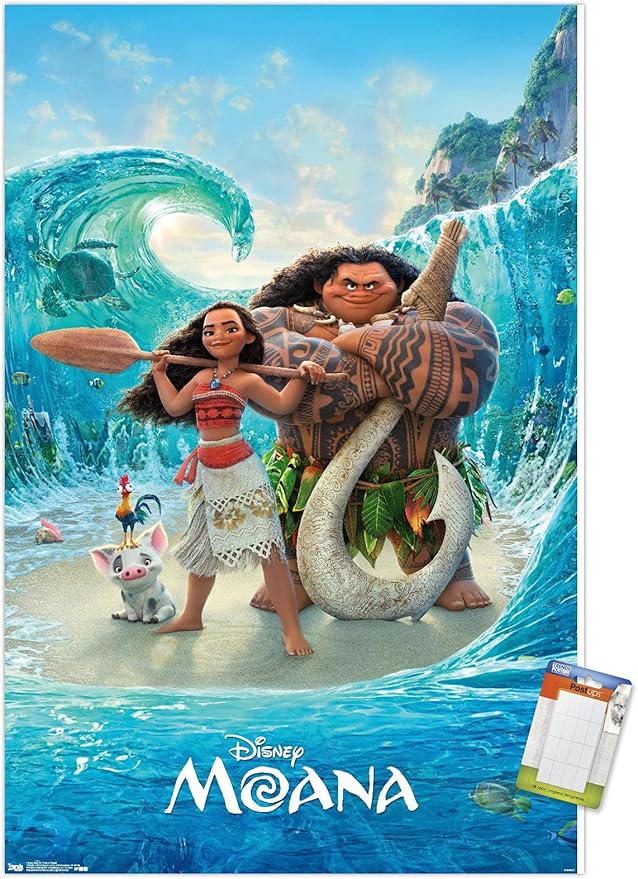 Disney Moana - Ocean Floor Wall Poster, 22.4L" x 14.7W", Premium Poster & Mount Bundle