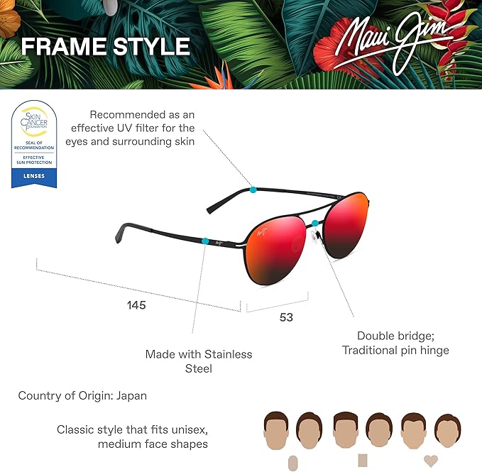 Maui Jim Polarized Men's and Women's Half Moon Round Sunglasses