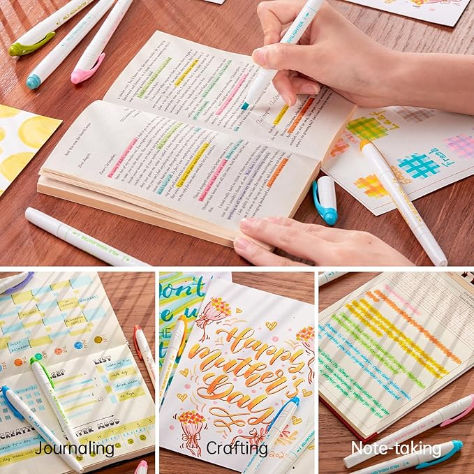Shuttle Art Pastel Highlighters, 18 Colours Dual Tip Highlighters, Highlighter Markers Assorted Colours, Perfect for Colouring, Underlining, Highlighting, Journaling in School Office Home