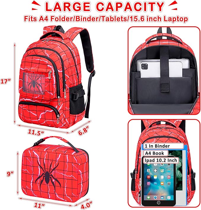 Boys Backpack With Lunch Box Kids School Backpacks for Elementary Kindergarten Preschool Mochila Para Niños 6-8 10-12 4 5 6 7 8 9 10 11 12