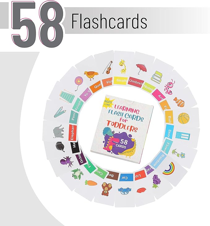 Mr. Pen Alphabet Flash Cards for Toddlers - Double-Sided, 58 Picture Cards, ABC & Number Flash Cards