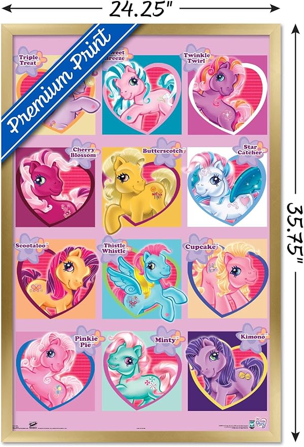 Trends International Hasbro My Little Pony - Chart Wall Poster, 22.375" x 34", Gold Framed Version