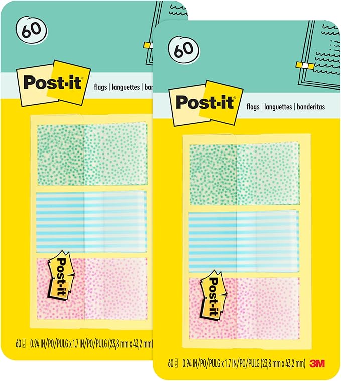 Post-it Pattern Flags, 60/On-The-Go Dispenser, 47 in, Gradient Pattern Collection (682-GRDNT) (Pack of 2)
