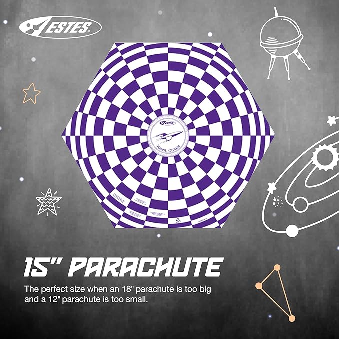 Estes 2265 15-Inch Parachute, Rocket Model Recovery Parachute, Rocket Model Kit Accessories for Ages 10+