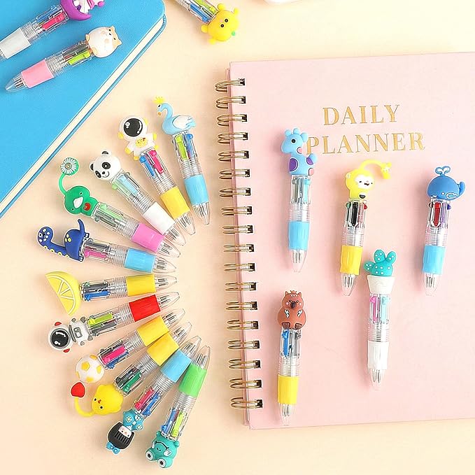 BESARME 32 Pcs Fun Pens, Multicolor Pens in One 4-in-1 Cute Pen Bulk Party Favors for Birthday Prizes Gifts for Kids Classroom