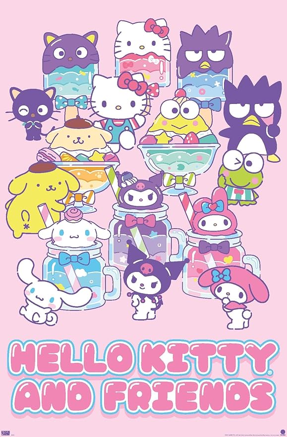 Trends International Hello Kitty and Friends: 24 Summer Fresh - Group Wall Poster, 22.4L x 14.7W, Premium Unframed Version
