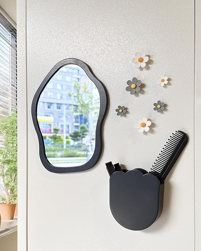 KEYDUACU 12 pcs Girls Locker Accessories, Locker Decorations Including Mirrors, whiteboards, Magnets and organizing Supplies. Ideal for Back-to-School Essentials and The Office (13 pcs-Black)