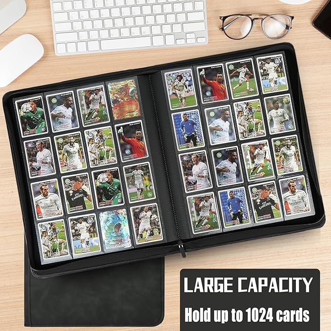 1024 Pocket Card Binder,16 Pocket Trading Card Binder，Side Loading Collectible Card Albums for MTG, for TCG Football, Sports, Game Cards Black