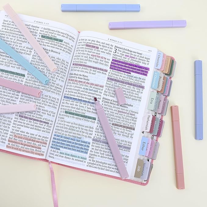 EooUooIP Dual Tip Aesthetic Bible Highlighters, 12Pack Pastel Highlighters, Chisel & Fine Tips, Cute Highlighter Assorted Colors, Bible Highlighter and Pens No Bleed, No Bleed Bibles Assorted Colors