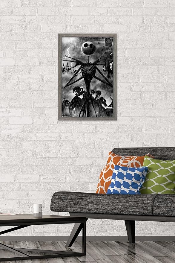 Trends International Disney Tim Burton's The Nightmare Before Christmas - Shadows Wall Poster, 22.4L x 14.7W, Barnwood Framed Version