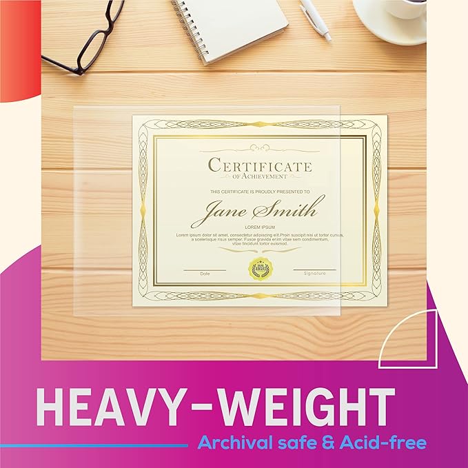 GOLD SEAL No Holes Sheet Protectors, Bulk Pack, Letter Size (8.5 x 11 Inch), Heavyweight Clear View Sheet Protectors, Top Loading, Document Protectors, Artwork Protectors,(100 Pack)