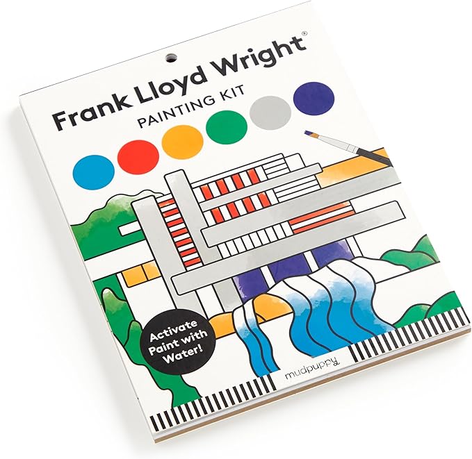 Mudpuppy Frank Lloyd Wright – Painting Kit with Illustrations of Geometric Patterns and Designs for Children Ages 5 and Up