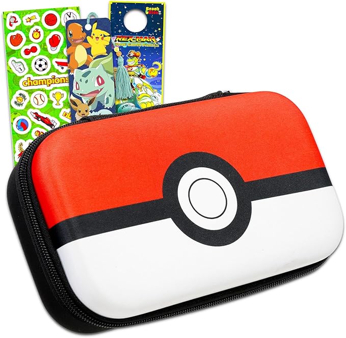 Pokemon Pencil Box Set - Video Game School Supplies Bundle with Pokeball Pencil Case, Bookmark, Stickers, More | Pokemon Stationery Set for Kids, Boys, Girls, Toddlers