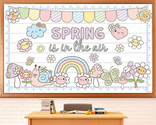 Spring Bulletin Board Set Spring Classroom Decorations is in The Air Flower Cutouts for Classroom School Office Chalkboard Home Wall Window Door Spring Decor Supplies