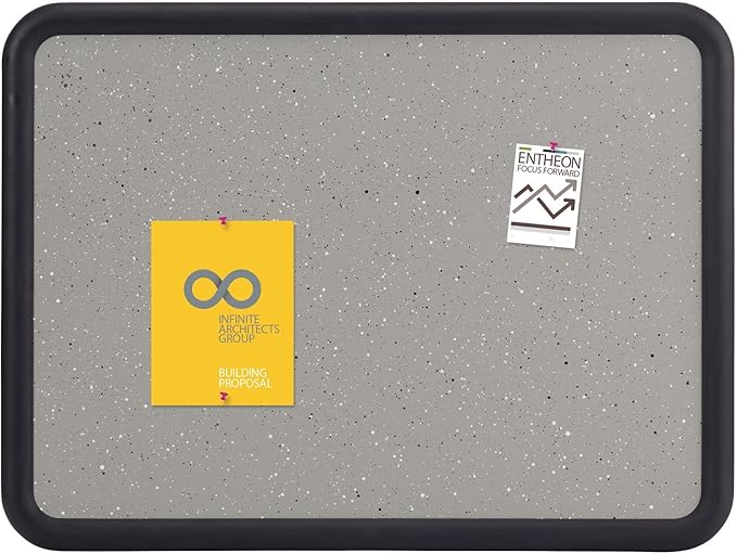 Quartet Contour Bulletin Board, 2 Feet x 1.5 Feet, Granite-Colored Surface with Black Plastic Frame (699365)