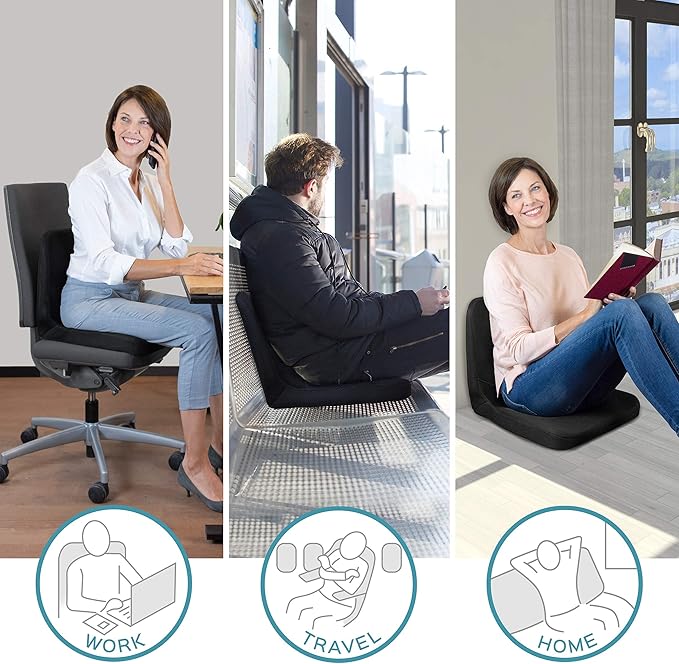 bonmedico Back Support Cushion with Seat – Ergonomic Lumbar Support Pillow Seat Cushion for Office Chair Car Gaming Home Portable Non-Slip Design with Washable Cover – Ideal Gift for Comfort Posture