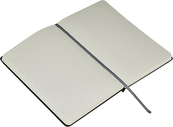 Amazon Basics Classic Grid Notebook for Writing and Note Taking, Hardcover, Graph Ruled, 240 Pages, 5" x 8.25", Black