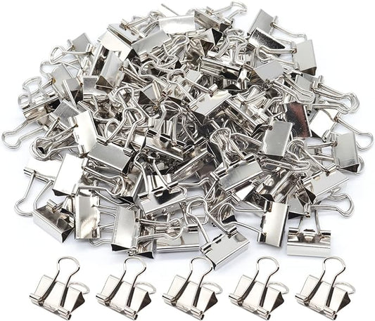 Silver Binder Clips, Mini Paper Clip, Small Paper Clamps 15mm (5/8 inch), 100 Pack Micro Size Office Clips for Home School and Business (Silver)