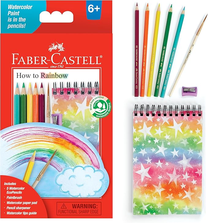 Faber-Castell How to Rainbow Watercolor Pencils Set - Kids Painting Kits, Art Kit for Kids 6-8+