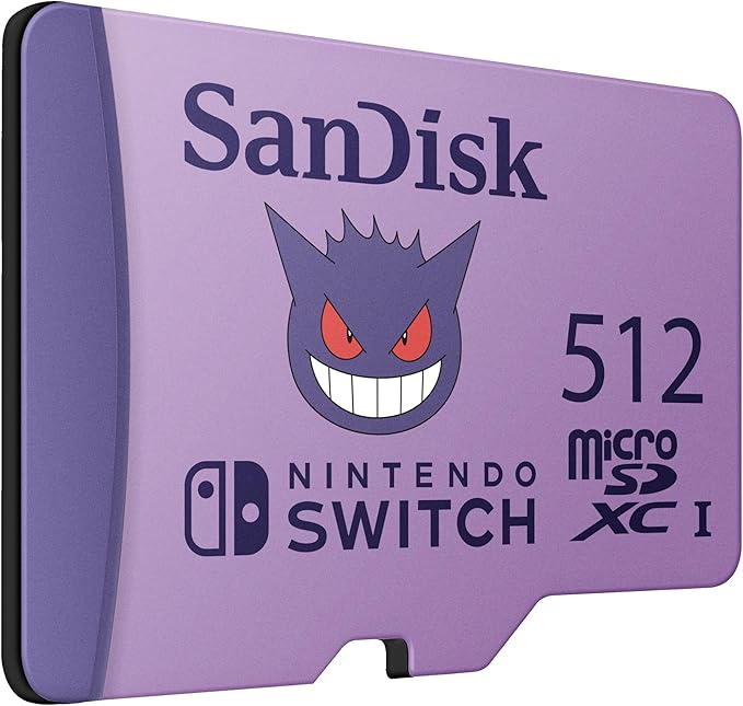 SanDisk 512GB Pokémon Gengar microSDXC Card Licensed for Nintendo-Switch - Made for Nintendo-Switch 1, OLED, and Lite - SDSQXAO-512G-GN6ZK