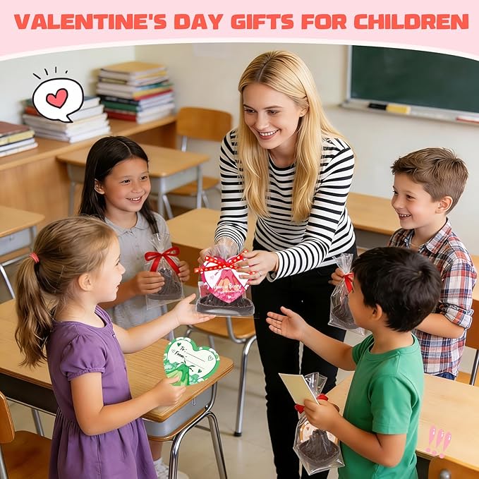 Valentines Day Large Volcano Science Kit - 24 Pack Valentines Day Gift Cards for Kids, Volcano Erupting Experiment Toys STEM Educational Toys for Classroom Exchange School Activities Party Favors