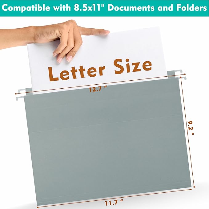 Zzrywuty Hanging File Folders Letter Size, 30-Pack Hanging File Folder with 1/5-Cut Tabs, Pastel File Folders Hanging Organizers for Filing Cabinet, Bulky Files & Medical Charts