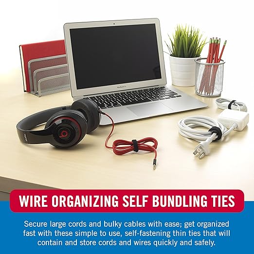 VELCRO Brand ONE-WRAP Cable Ties | 25Pk | 8 x 1/2" Black Cord Organization Straps | Thin Pre-Cut Design | Wire Management for Organizing Home, Office and Data Centers