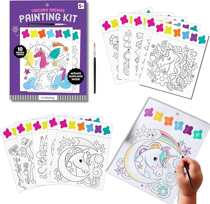 Mudpuppy Unicorn Magic – Painting Kit with Illustrations of Fun Unicorn Designs for Children Ages 5 and Up
