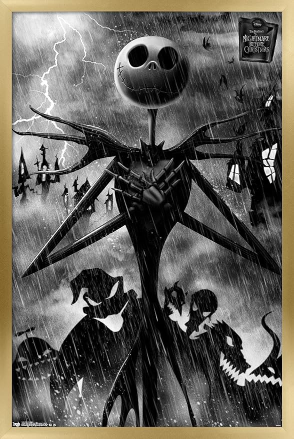 Trends International Disney Tim Burton's The Nightmare Before Christmas - Shadows Wall Poster, 22.4L x 14.7W, Gold Framed Version