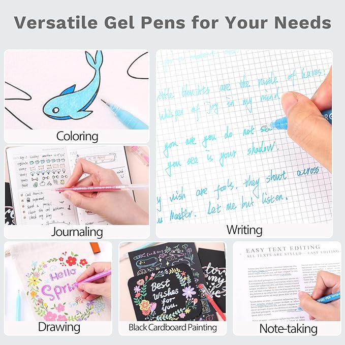 72 Colors Gel Pens for Coloring - Smooth Vibrant Colors 0.6mm Fine Point Gel Ink Pens Colored Set for Adults Artists Drawing Journaling Sketching Art Supplies