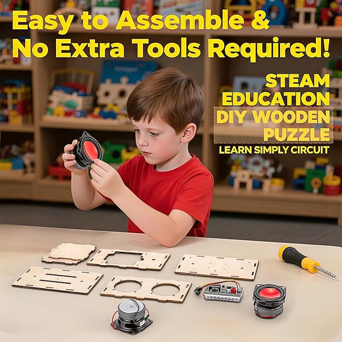 DIY Bluetooth Speaker Kit with Metal Handle - STEM Projects for Kids Ages 8-12, Build Your Own Portable Speaker, No Soldering Science Experiment Gift for Boys & Girls 8 9 11 13