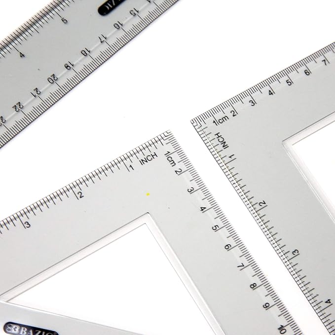 BAZIC 4-Piece Geometry Ruler Combination Sets