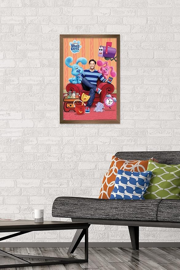 Nickelodeon Blue's Clues - Group Wall Poster, 22.4L" x 14.7W", Bronze Framed Version