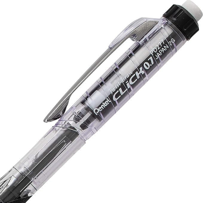 Pentel Twist-Erase Click Mechanical Pencil (0.5mm), Pack of 6 Pencisl with 2 Pack of Lead Refills (PD275TLBPS6M)