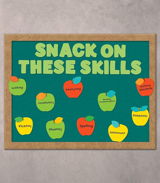 Carson Dellosa 36-Piece Red, Yellow, and Green Apples, Colorful Cardstock Fruit Cutouts for Name Tags, Bulletin Board, Back to School Decorations, and Classroom Decor