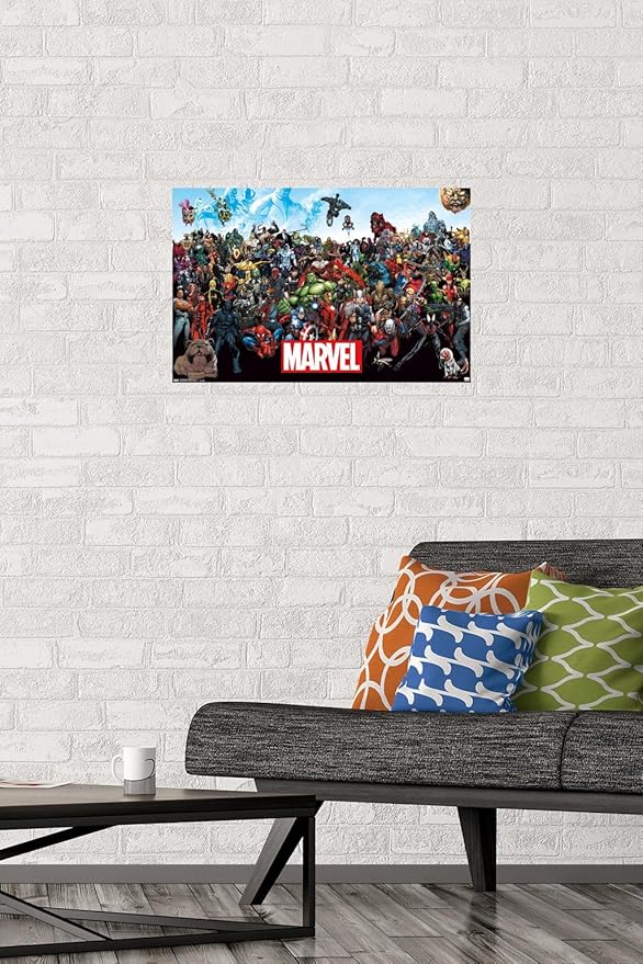 Marvel Comics The Marvel Lineup Wall Poster, 22.4L" x 14.7W", Premium Unframed Version