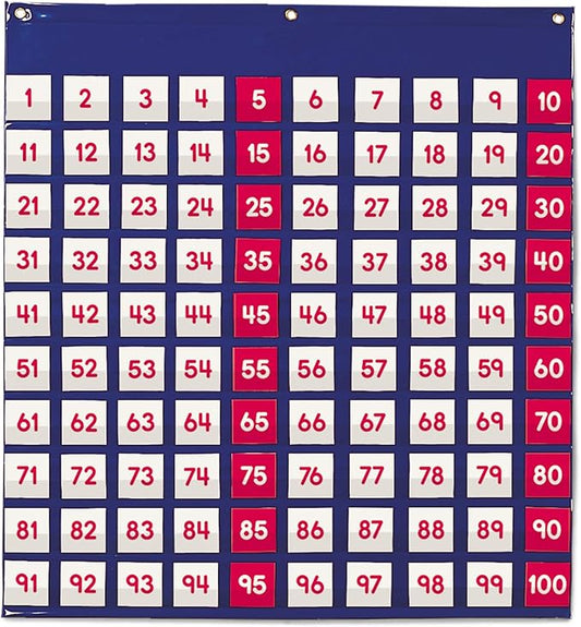 Learning Resources Hundred Pocket Chart - Math Manipulatives, Number Recognition, Counting, Classroom Must Haves, Multiplication Table, Teacher Supplies, Homeschool Essentials for Students