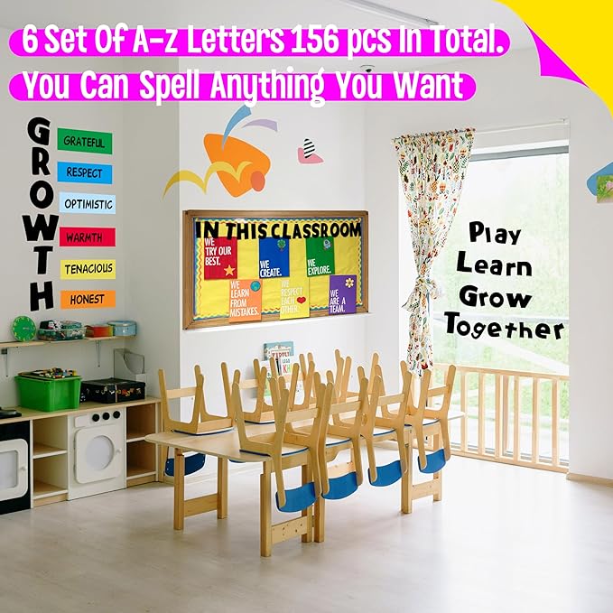 288 PCS Alphabet Combo Set, Bulletin Board Alphabet Including 78pcs Uppercase Letters, 78pcs Lowercase Letters, 132pcs 0-9 Numbers & Punctuation, Chalkboard Classroom Letters for Home School Decor