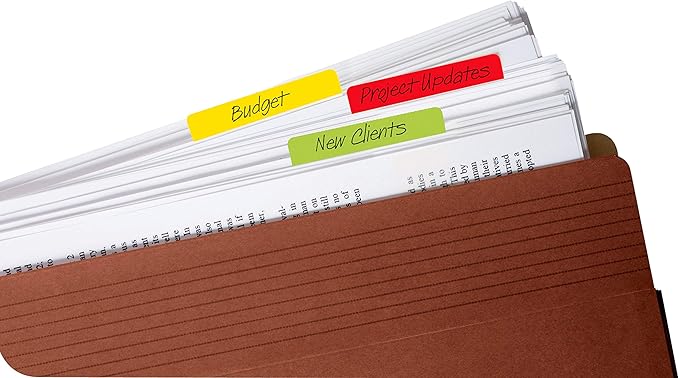Post-it Tabs, 2 in Angled Solid, Assorted Primary Colors, 6 Tabs/Color, 4 Colors, 24 Tabs/Pack (686A-ALYR) (Pack of 2)